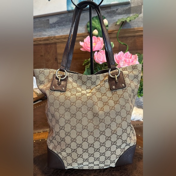 Auth Gucci GG Canvas Tote Shoulder Bag Brown/Goldtone Canvas/Leather - Picture 8 of 17